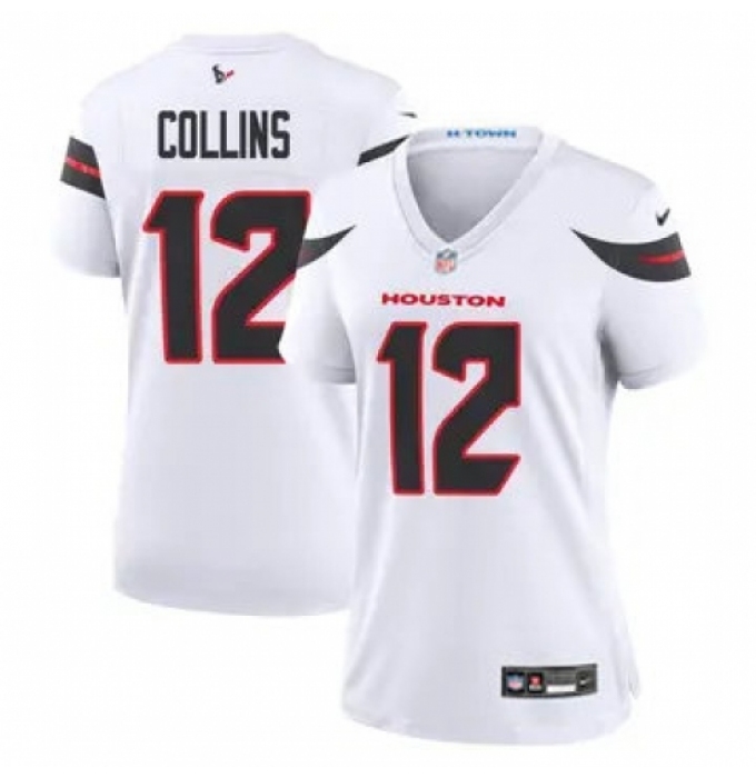 Women Houston Texans #12 Nico Collins White 2024 2nd Alternate F U S E Vapor Stitched Jersey