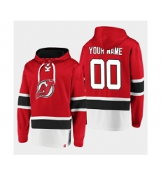 Men's New Jersey Devils Active Player Custom Red Ageless Must-Have Lace-Up Pullover Hoodie