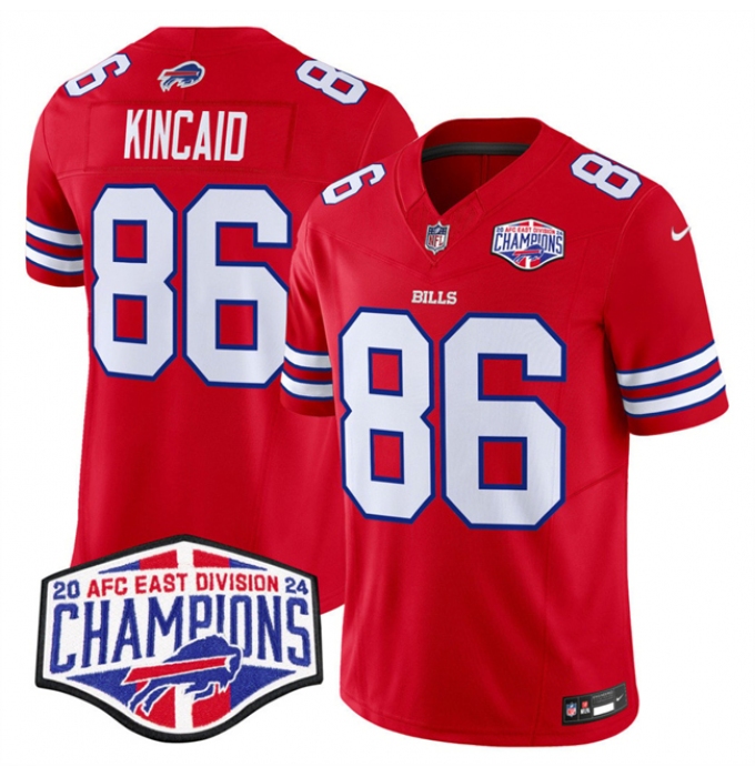 Men's Buffalo Bills #86 Dalton Kincaid Red F.U.S.E. 2024 AFC East Division Champions Vapor Limited Stitched Football Jersey