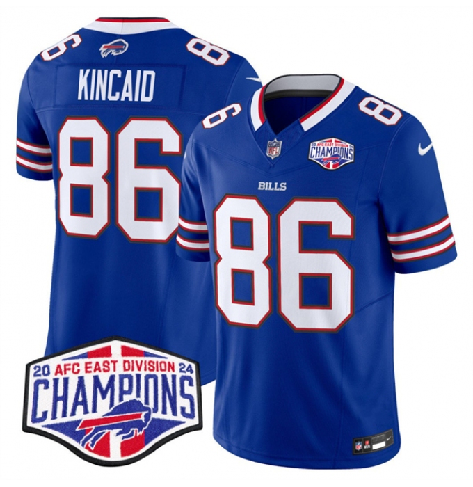 Men's Buffalo Bills #86 Dalton Kincaid Royal F.U.S.E. 2024 AFC East Division Champions Vapor Limited Stitched Football Jersey