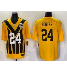 Men's Pittsburgh Steelers #24 Joey Porter Jr. Gold 1933 Throwback Alternate Football Stitched Game Jersey