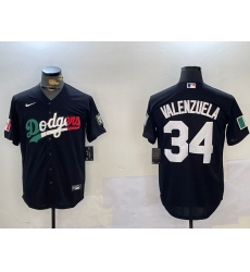 Men's Los Angeles Dodgers #34 Toro Valenzuela Black Mexico 2024 World Series Cool Base Stitched Baseball Jersey