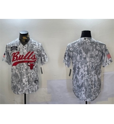 Men's Chicago Bulls Blank 2024 Arctic Camo Salute To Service Stitched Baseball Jersey