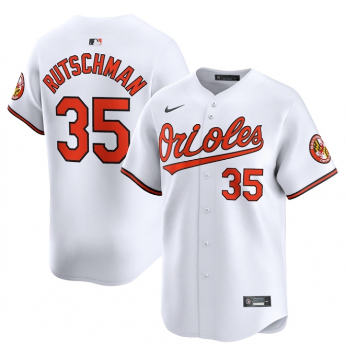 Men's Baltimore Orioles #35 Adley Rutschman White 2024 Home Limited Stitched Baseball Jersey