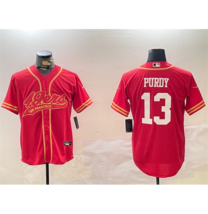 Men's San Francisco 49ers #13 Brock Purdy Red Cool Base Stitched Baseball Jersey