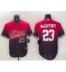 Men's San Francisco 49ers #23 Christian McCaffrey Red Black With Cool Base Baseball Stitched Jerseys Men's San Francisco 49ers #23 Christian McCaffrey Red Black With Cool Base Baseball Stitched Jerseys