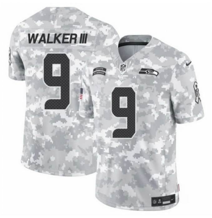 Men's Seattle Seahawks #9 Kenneth Walker III 2024 F U S E Arctic Camo Salute To Service Limited Stitched Football Jersey