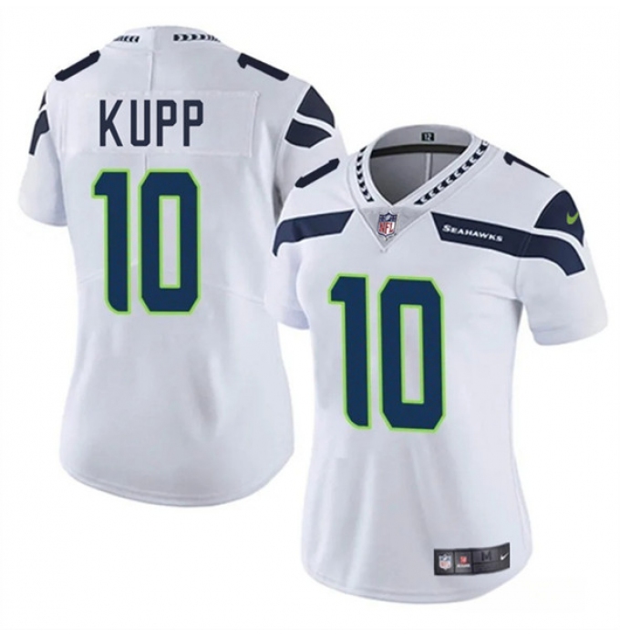 Women's Seattle Seahawks #10 Cooper Kupp White 2025 Vapor Limited Football Stitched Jersey(Run Small)