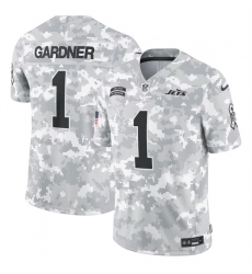 Men's New York Jets #1 Sauce Gardner 2024 Arctic Camo Salute To Service Limited Stitched Football Jersey