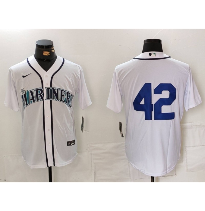 Men's Seattle Mariners #42 Jackie Robinson White Cool Base Stitched jersey