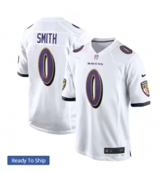 Men's Nike Baltimore Ravens #0 Roquan Smith White Team Limited Jersey