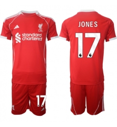 Men's Liverpool #17 Curtis Jones 2025 Red Home Soccer Jersey Suit