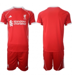 Men's Liverpool Blank 2025 Red Home Soccer Jersey Suit