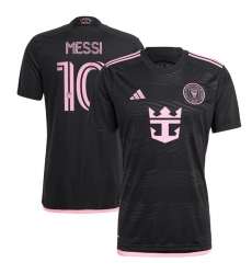 Men's Inter Miami CF #10 Lionel Messi Black 2024-25 Away Soccer Jersey
