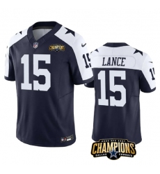 Men's Dallas Cowboys #15 Trey Lance Navy White 2023 F.U.S.E. NFC East Champions Football Stitched Jersey