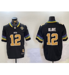 Men's New Orleans Saints #12 Chris Olave Black 2024 F.U.S.E. Vapor Limited Stitched Jersey