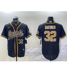 Men's New Orleans Saints #32 Tyrann Mathieu Black Cool Base Stitched Baseball Jerseys