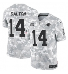 Men's Carolina Panthers #14 Andy Dalton 2024 F.U.S.E Arctic Camo Salute To Service Limited Stitched Football Jersey