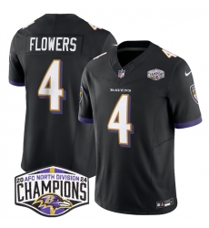 Men's Baltimore Ravens #4 Zay Flowers Black F.U.S.E 2024 AFC North Division Champions Vapor Limited Football Jersey Men's Baltimore Ravens #4 Zay Flowers Black F.U.S.E 2024 AFC North Division Champions Vapor Limited Football Jersey