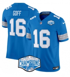 Men's Detroit Lions #16 Jared Goff Blue 2024 NFC North Champions F.U.S.E. Vapor Limited Stitched Jersey Men's Detroit Lions #16 Jared Goff Blue 2024 NFC North Champions F.U.S.E. Vapor Limited Stitched Jersey