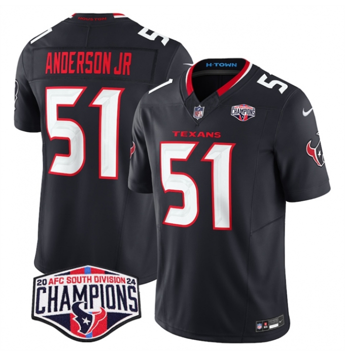 Men's Houston Texans #51 Will Anderson Jr. Navy F.U.S.E. 2024 AFC South Division Champions Vapor Limited Stitched Football Jersey