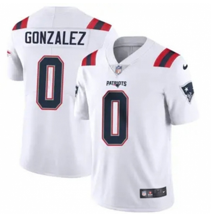 Youth New England Patriots #0 Christian Gonzalez White Stitched Vapor Limited Jerseys