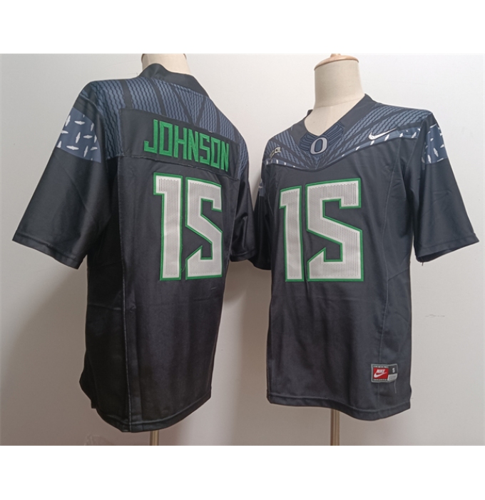 Men's Oregon Ducks #15 Tez Johnson Black 2024 F.U.S.E. Stitched Jersey