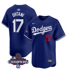 Men's Los Angeles Dodgers #17 Shohei Ohtani Royal 2024 World Series Champions Alternate Limited Stitched Baseball Jersey