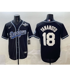 Men's Los Angeles Dodgers #18 Yoshinobu Yamamoto Black 2025 World Series Cool Base Stitched Baseball Jersey