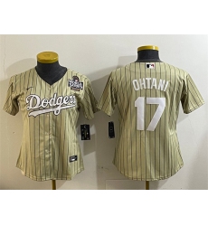 Women's Los Angeles Dodgers #17 Shohei Ohtani Cream 2024 World Series Cool Base Stitched Baseball Jersey(Run Small)