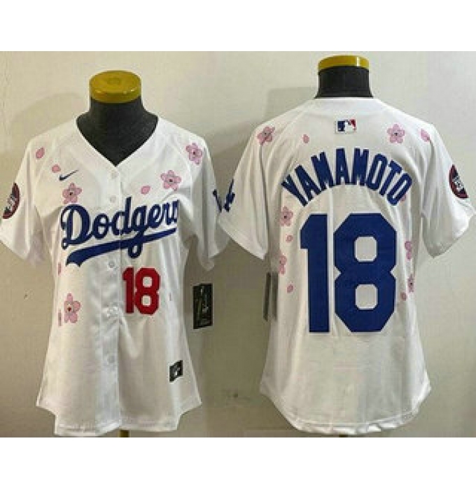 Women's Los Angeles Dodgers #18 Yoshinobu Yamamoto White 2025 Tokyo Series Limited Jersey