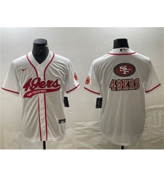 Men's San Francisco 49ers White Team Big Logo With Cool Base Stitched Baseball Jersey