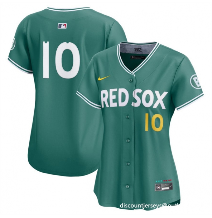 Women's Boston Red Sox #10 Trevor Story Green 2025 City Connect Limited Stitched Baseball Jersey(Run Small)