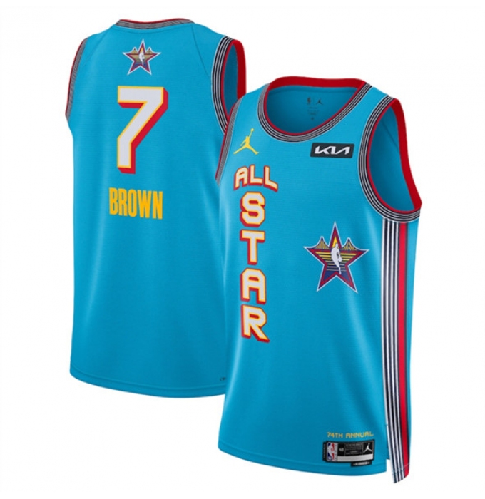 Men's 2025 All-Star #7 Jaylen Brown Light Blue Stitched Basketball Jersey