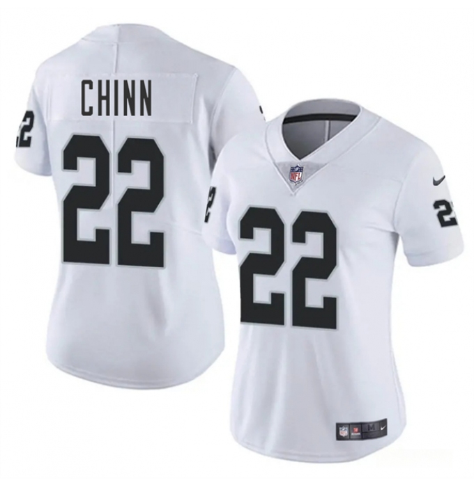 Women's Las Vegas Raiders #22 Jeremy Chinn White 2025 Vapor Football Stitched Jersey(Run Small)