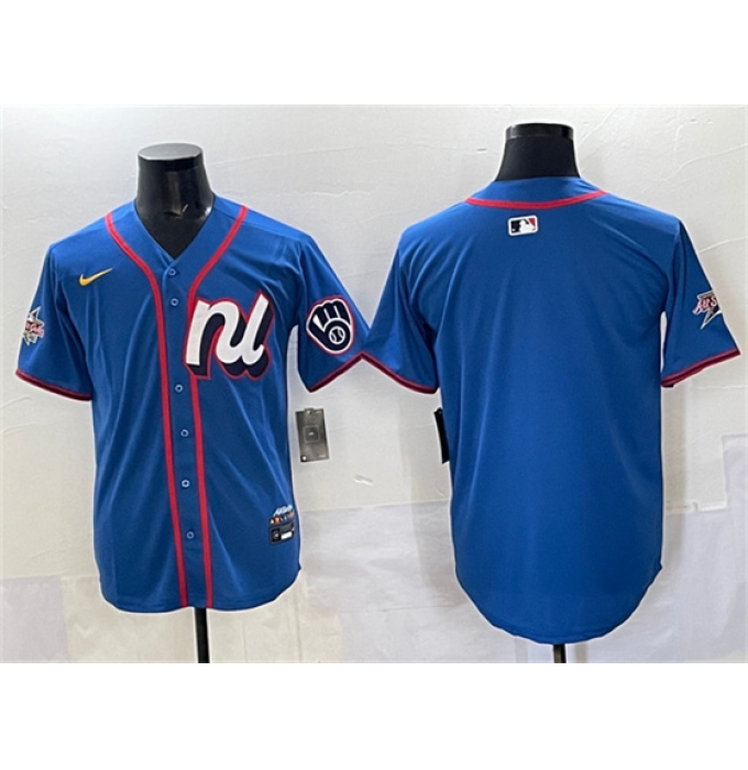 Men's Milwaukee Brewers Blank Blue 2025 All-Star Edition Limited Stitched Baseball Jersey