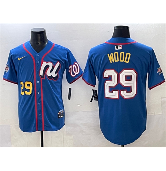 Men's National League #29 James Wood Blue 2025 All-Star Edition Limited Stitched Baseball Jersey