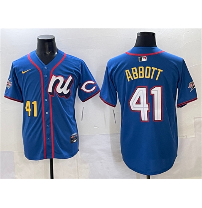 Men's National League #41 Andrew Abbott Blue 2025 All-Star Edition Limited Stitched Baseball Jersey
