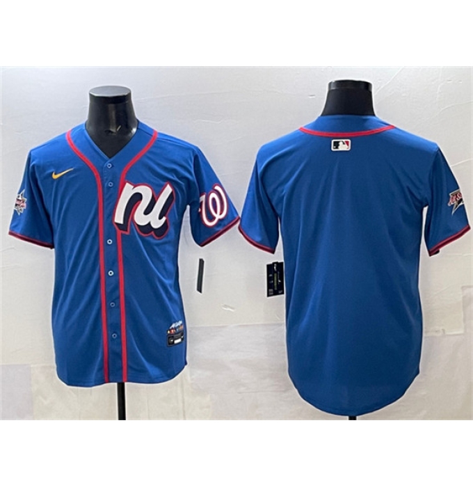 Men's National League Washington Nationals Blank Blue 2025 All-Star Edition Limited Stitched Baseball Jersey