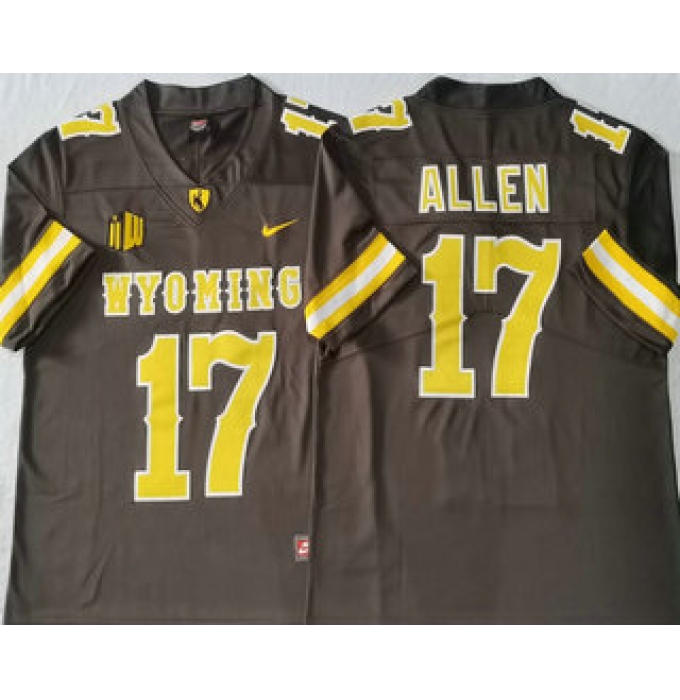Men's Wyoming Cowboys #17 Josh Allen Brown Vapor Limited Stitched Nike Jersey