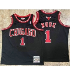 Men's Chicago Bulls #1 Derek Rose Black Hardwood Classics Soul AU Throwback Jersey
