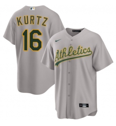 Men's Oakland Athletics #16 Nick Kurtz Gray 2024 Away Limited Stitched Jersey