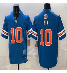Men's Denver Broncos #10 Bo Nix Blue F.U.S.E. With Throwback Vapor Limited Football Stitched Jersey
