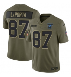 Men's Detroit Lions #87 Sam LaPorta Olive 2025 F.U.S.E. Salute to Service Limited Football Stitched Jersey