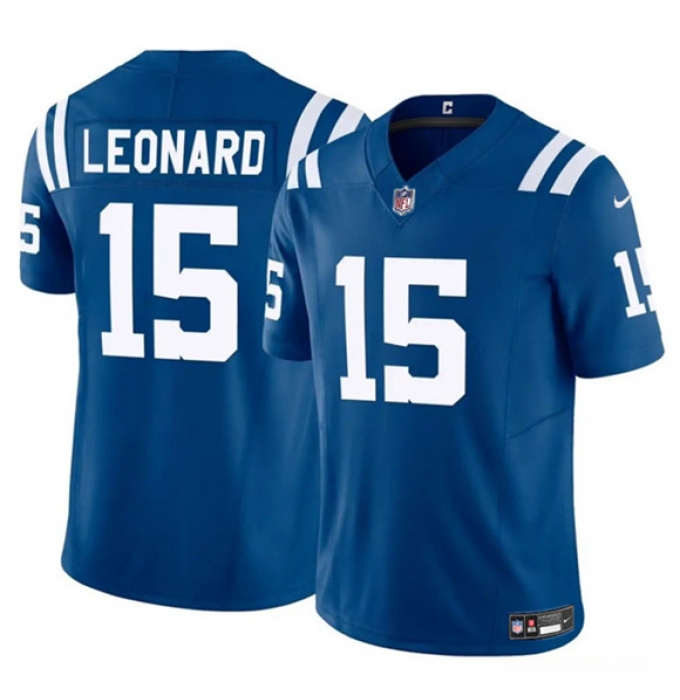 Men's Indianapolis Colts #15 Riley Leonard Blue 2025 F.U.S.E. Vapor Limited Football Stitched Jersey