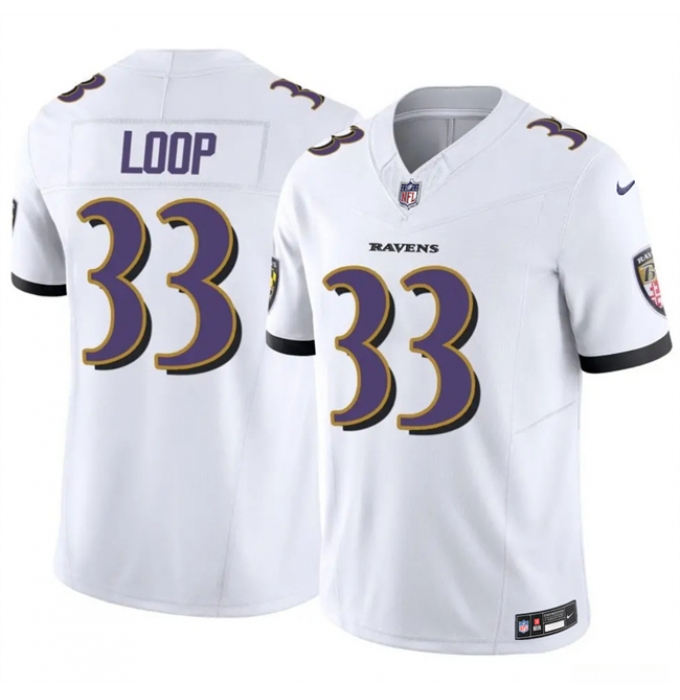 Men's Baltimore Ravens #33 Tyler Loop White 2025 F.U.S.E. Vapor Limited Football Jersey