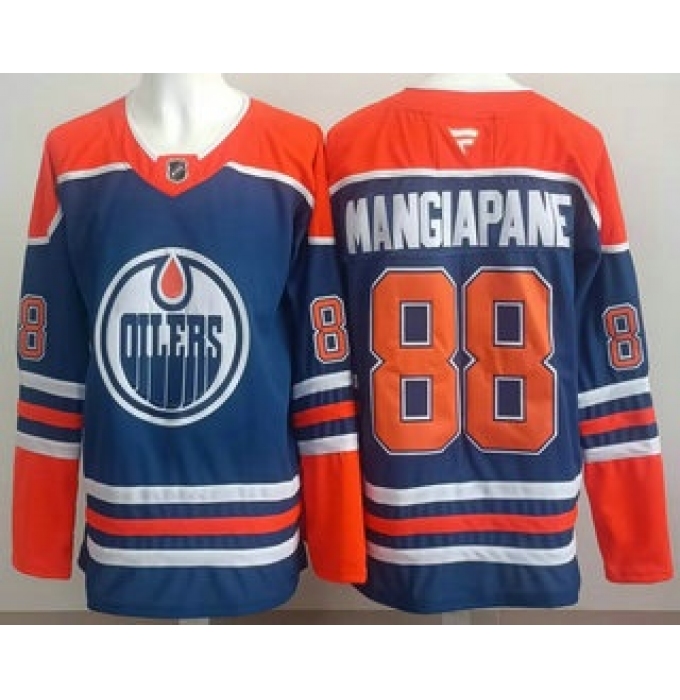 Men's Edmonton Oilers #88 Andrew Mangiapane Blue Authentic Jersey
