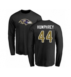 Football Baltimore Ravens #44 Marlon Humphrey Black Name & Number Logo Long Sleeve T-Shirt
