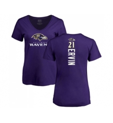 Football Women's Baltimore Ravens #21 Tyler Ervin Purple Backer T-Shirt