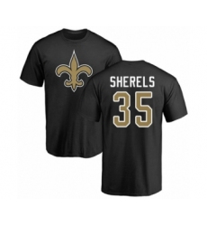 Football New Orleans Saints #35 Marcus Sherels Black Name & Number Logo T-Shirt